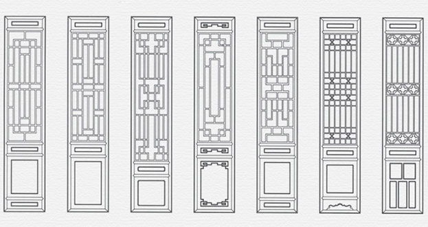 港南常用中式仿古花窗图案隔断设计图